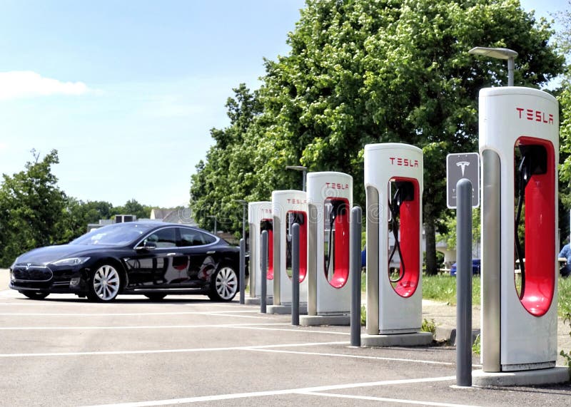Tesla Supercharger Station for Electric Cars Editorial Photo ...